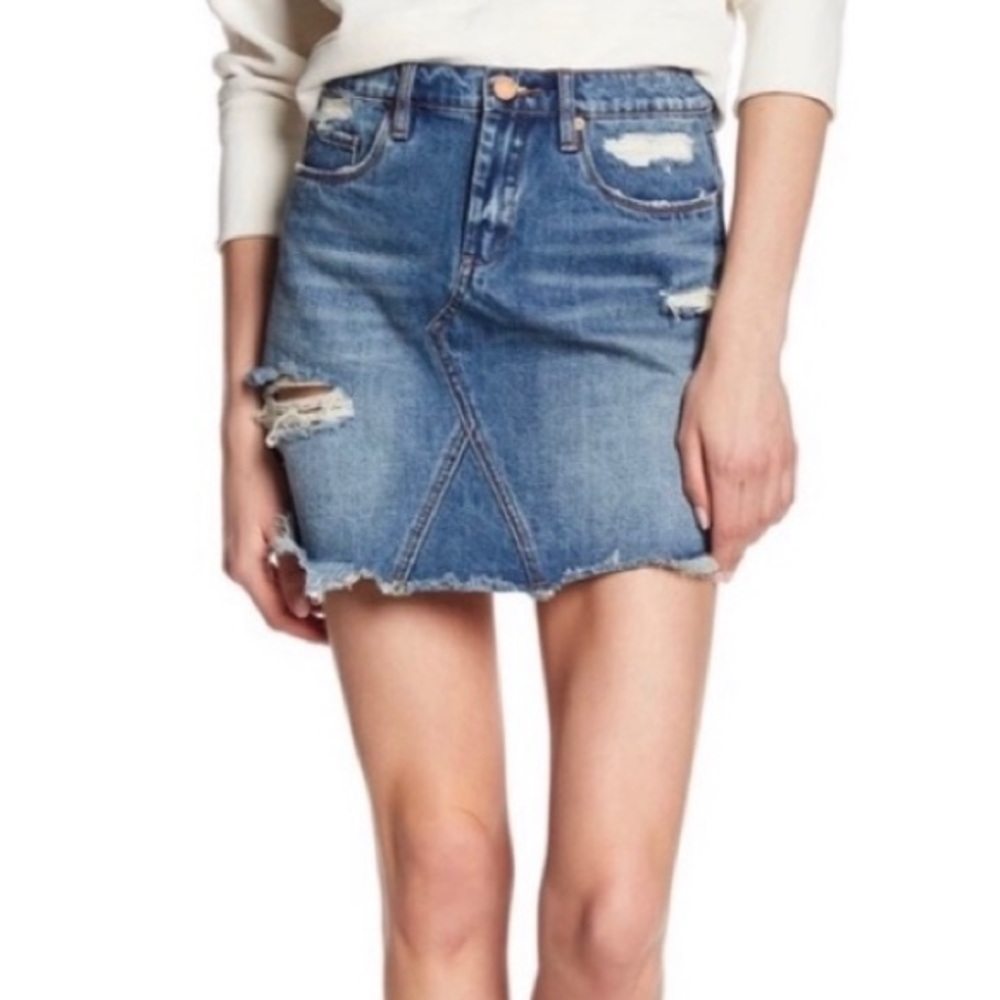 BLANK NYC Distressed Raw Hem Denim Jean Skirt 29